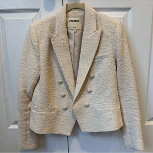 L’Agence Brooke Double Breasted Crop Blazer in Ecru Ivory Sz 8